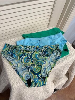 knix TEEN Bikini Panty Trio in Green, Light Blue & Multicolor Swirl